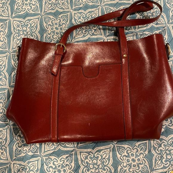 Kattee Burgundy Maroon Leather Satchel Shoulder Tote Bag - Picture 2 of 9